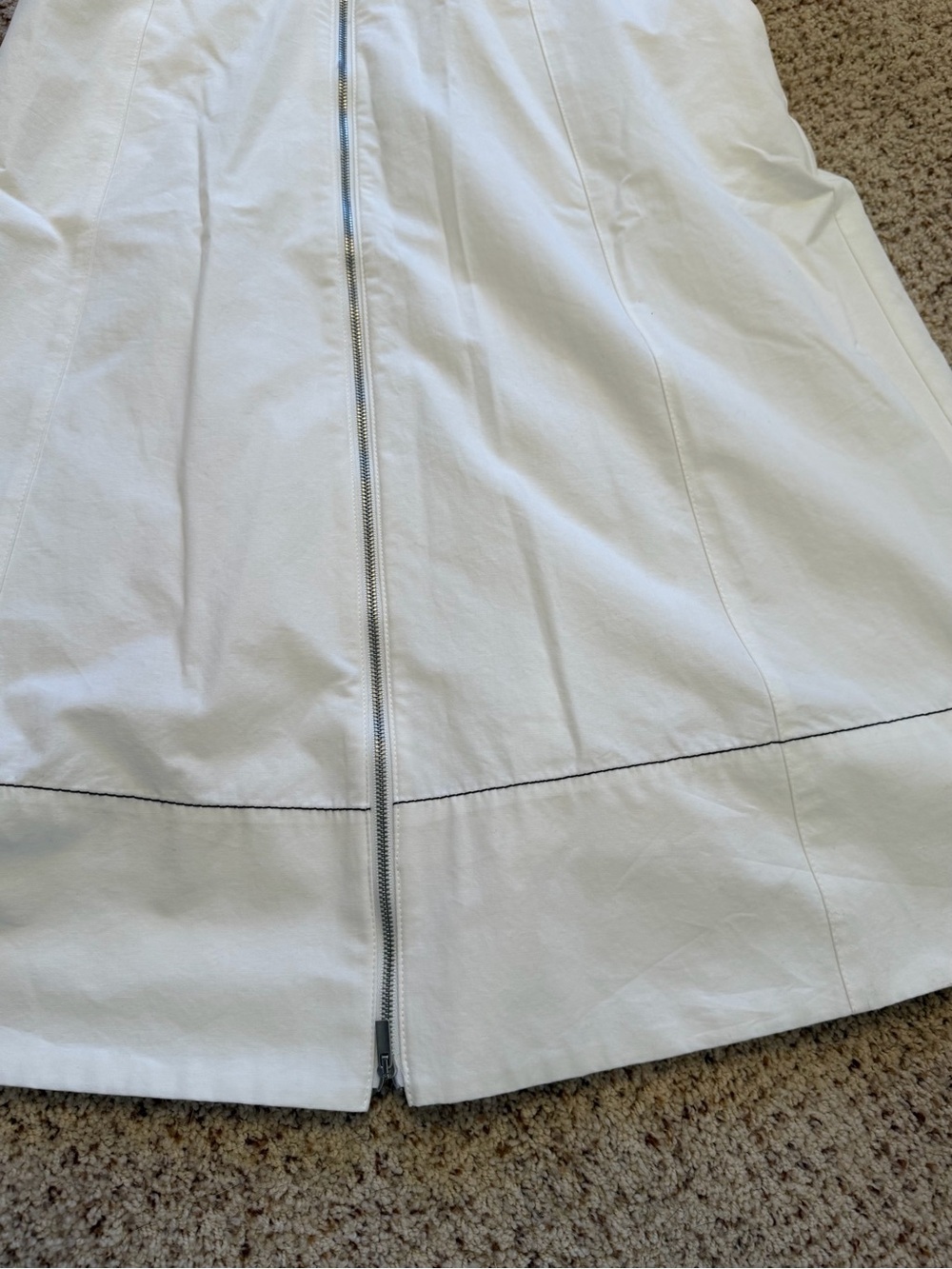 Proenza Schouler Full Front Zip Midi Dress White Cotton Linen Blend, Size 4 - Picture 11 of 16
